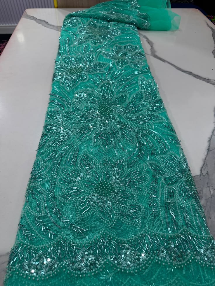 Mint beaded lace #1.     Selling by yards