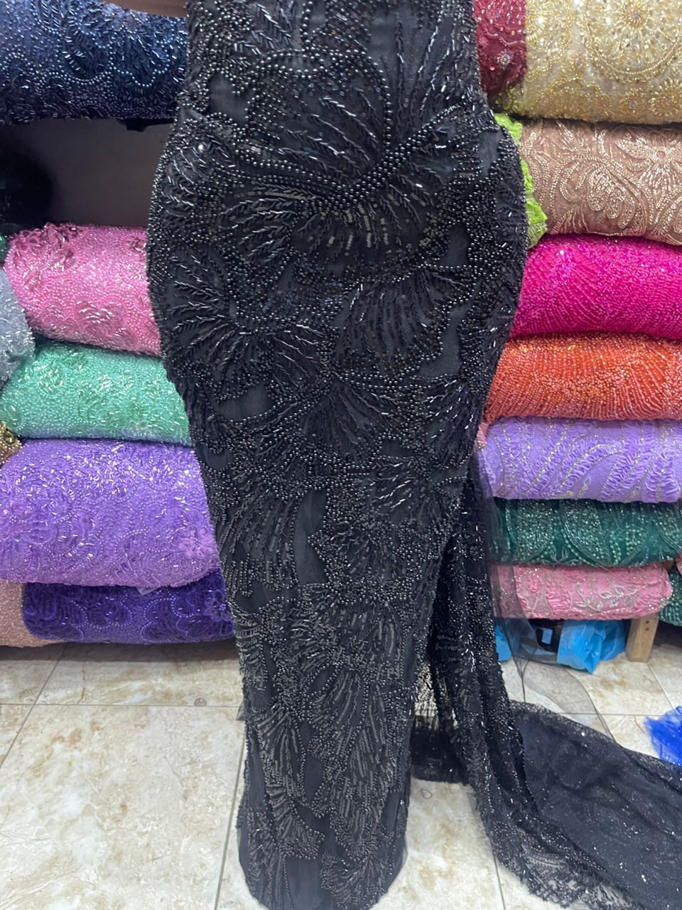 Black beaded lace #1.     Selling By yards