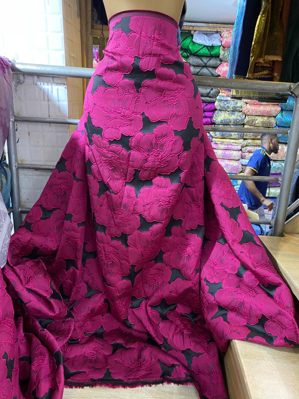 Fuchsia pink brocade #1        Selling by yards