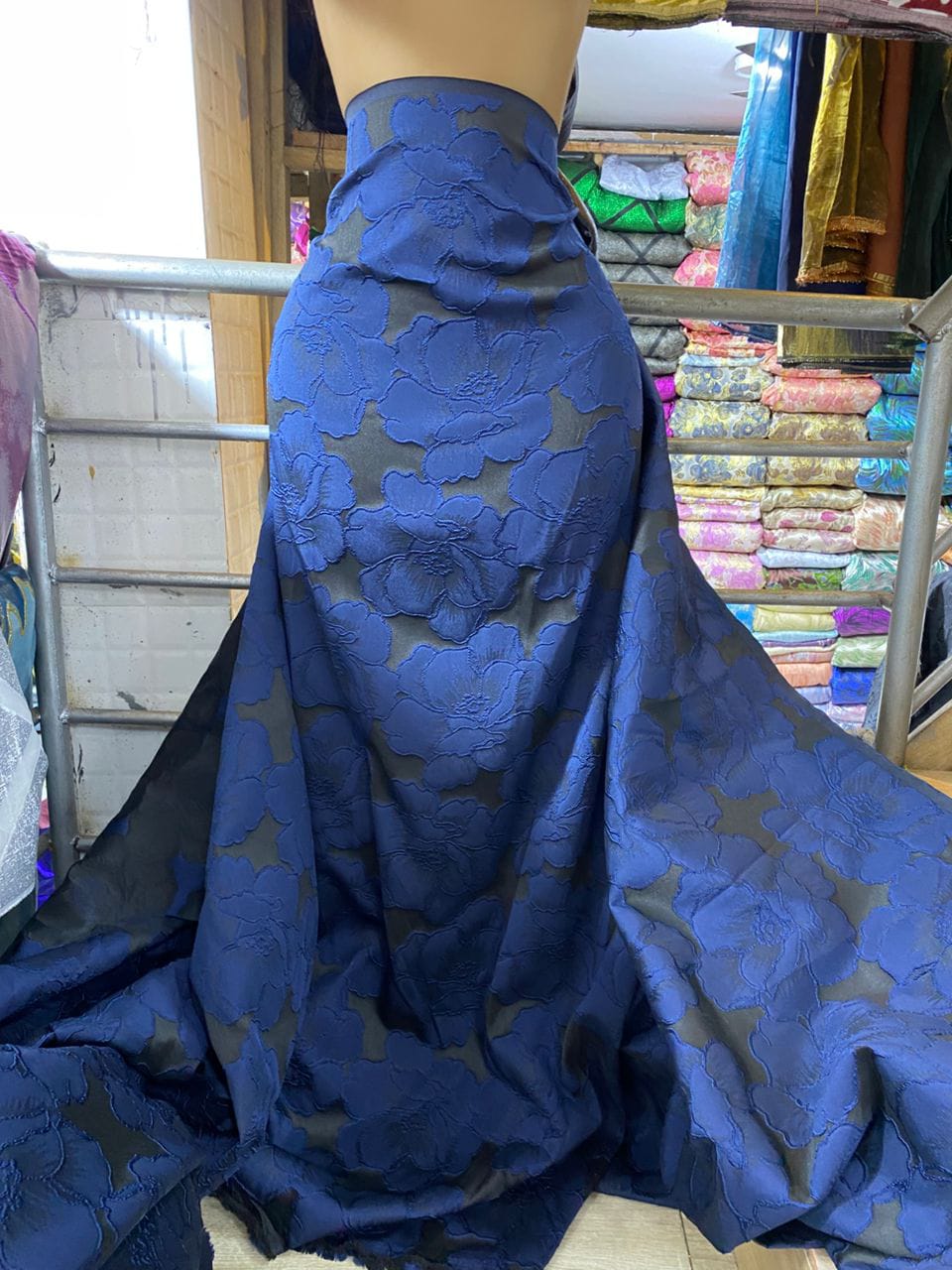 Navy blue brocade #1        selling by yards
