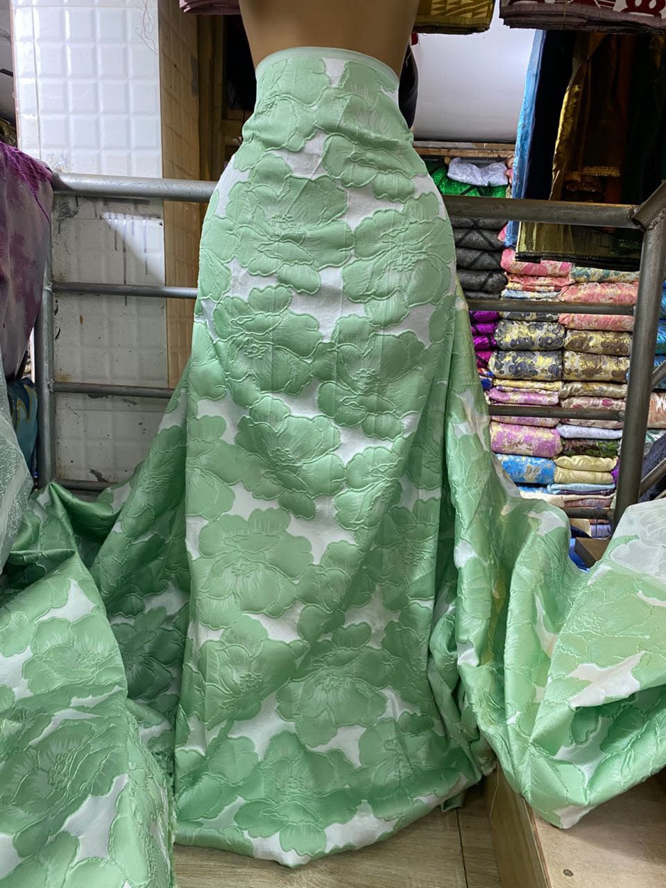 Mint green brocade #1.       Selling by yards