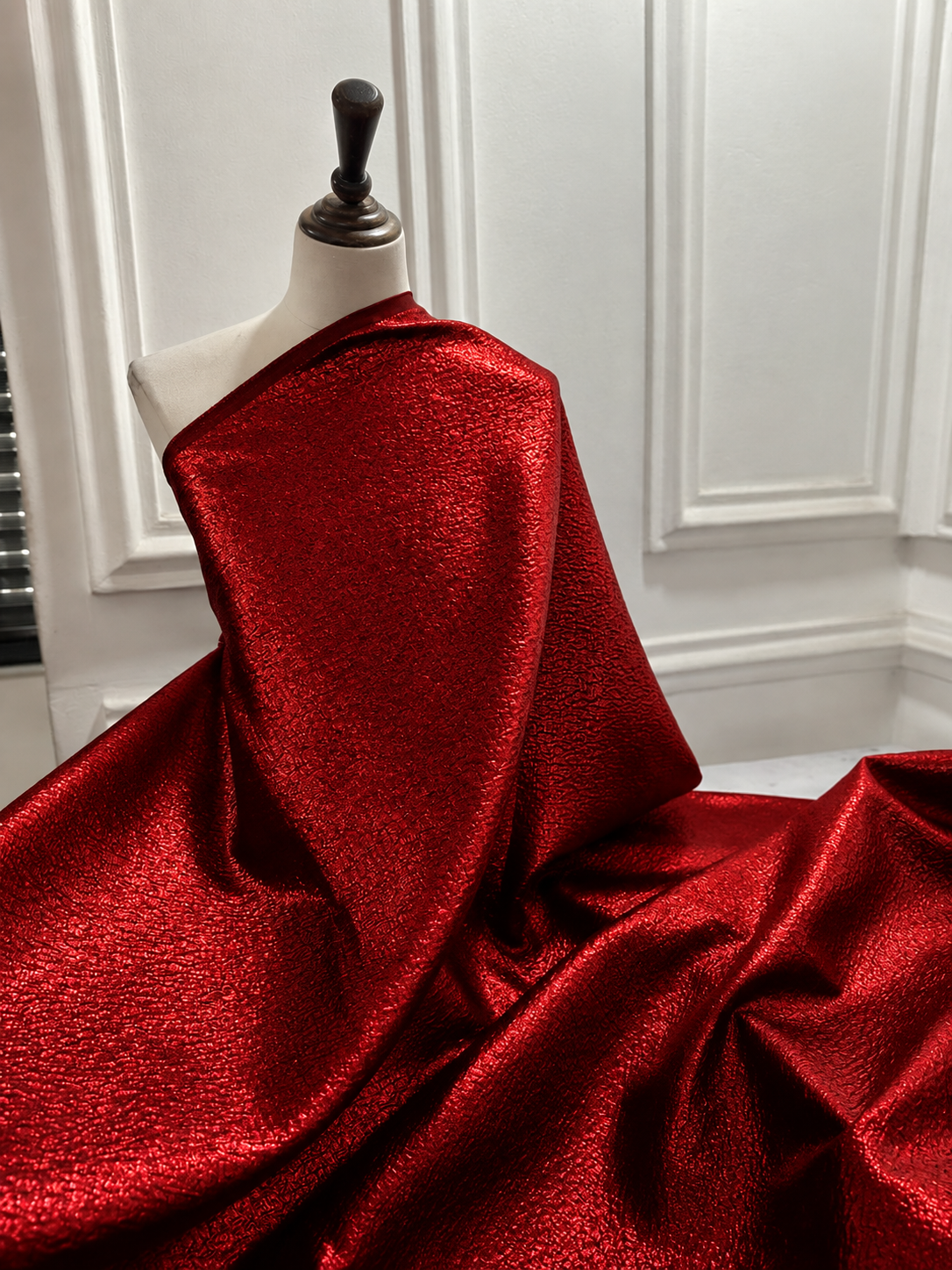 Red wine plain brocade #1.   Selling by yards